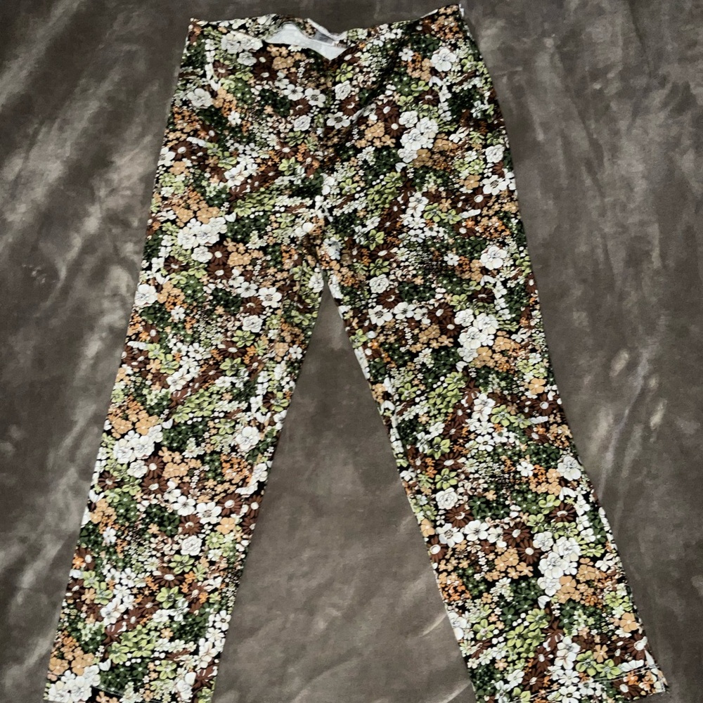 Floral Ankle Pants made in 🇺🇸 cotton / spandex boho vintage size 12
